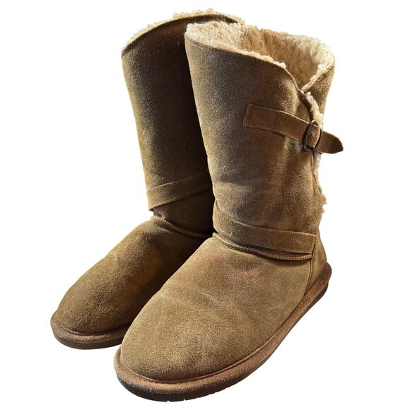 Bearpaw Womens Shearling-Lined Suede Boots Size 10 Brown - Picture 1 of 7